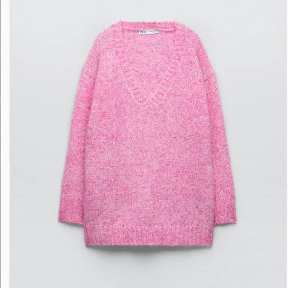Zara Heather Pink V-neck Sweater